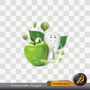 تصویر دوربری سیب و دندان بصورت psd