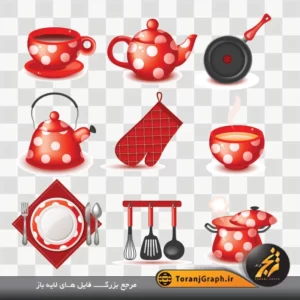 وکتور لوازم پخت و پز و آشپزخانه قرمز
