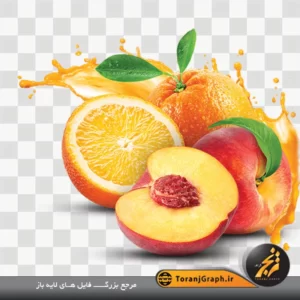 تصویر دوربری پرتقال و هلو بدون پس زمینه