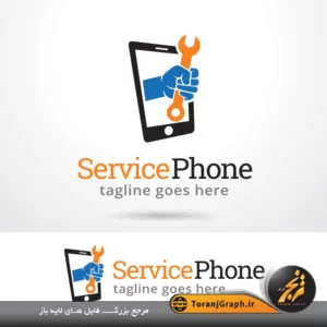 لوگوی تعمیرات موبایل آبی نارنجی