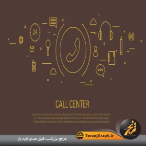 وکتور لایه باز call center زرد رنگ