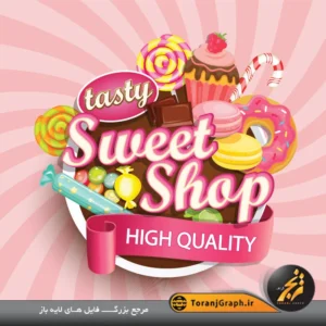 وکتور دونات شیرینی و شکلات رنگی بصورت لایه باز