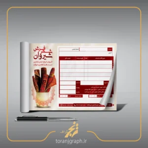 طرح فاکتور فروش فرش تم قرمز و کرمی