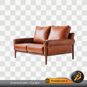عکس png مبل کاناپه چرم قهوه ای کد 4