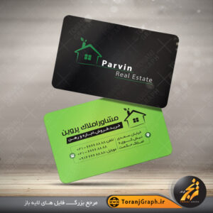 کارت ویزیت مشاور املاک تم مشکی سبز روشن